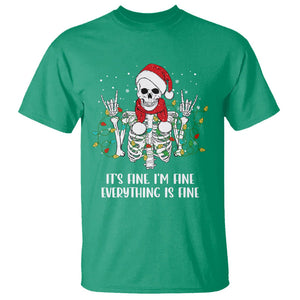 Christmas Skeleton T Shirt It's Fine I'm Fine Everything Is Fine Xmas Light Funny TS02 Irish Green Printyourwear