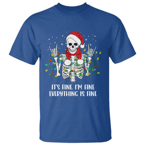 Christmas Skeleton T Shirt It's Fine I'm Fine Everything Is Fine Xmas Light Funny TS02 Royal Blue Printyourwear