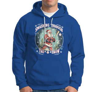 Christmas Sport Hoodie Baseball Player Santa Smashing Through The Snow TS09 Royal Blue Printyourwear