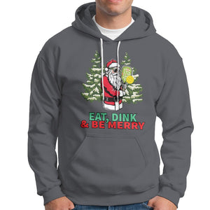 Christmas Sport Hoodie Eat Dink Be Merry Santa Claus Pickleball TS09 Charcoal Printyourwear