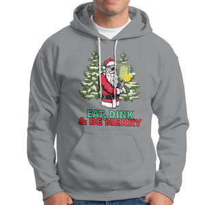 Christmas Sport Hoodie Eat Dink Be Merry Santa Claus Pickleball TS09 Sport Gray Printyourwear