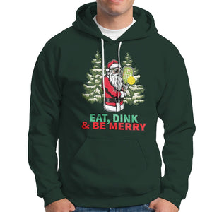 Christmas Sport Hoodie Eat Dink Be Merry Santa Claus Pickleball TS09 Dark Forest Green Printyourwear