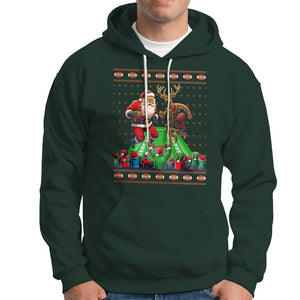 Christmas Sport Hoodie Santa Reindeer Play American Football TS09 Dark Forest Green Printyourwear