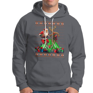 Christmas Sport Hoodie Santa Reindeer Play American Football TS09 Charcoal Printyourwear