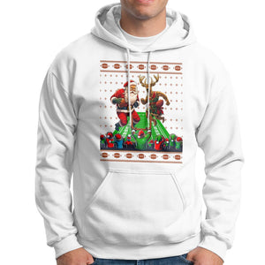 Christmas Sport Hoodie Santa Reindeer Play American Football TS09 White Printyourwear