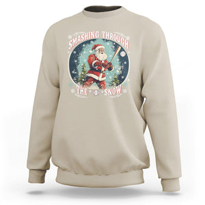 Christmas Sport Sweatshirt Baseball Player Santa Smashing Through The Snow TS09 Sand Printyourwear