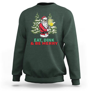 Christmas Sport Sweatshirt Eat Dink Be Merry Santa Claus Pickleball TS09 Dark Forest Green Printyourwear