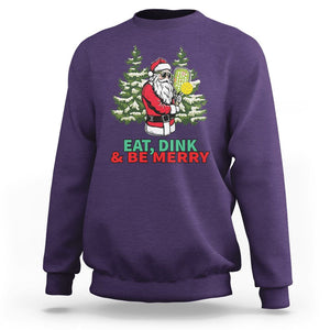 Christmas Sport Sweatshirt Eat Dink Be Merry Santa Claus Pickleball TS09 Purple Printyourwear