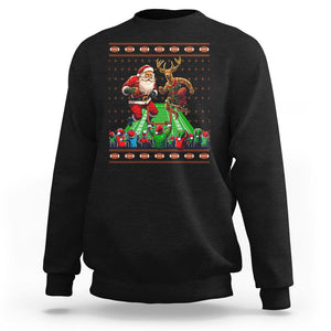 Christmas Sport Sweatshirt Santa Reindeer Play American Football TS09 Black Printyourwear