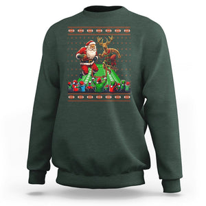 Christmas Sport Sweatshirt Santa Reindeer Play American Football TS09 Dark Forest Green Printyourwear