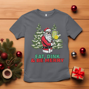 Christmas Sport T Shirt Eat Dink Be Merry Santa Claus Pickleball TS09 Charcoal Printyourwear