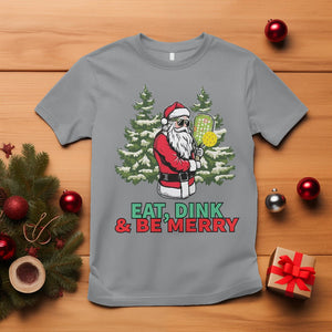 Christmas Sport T Shirt Eat Dink Be Merry Santa Claus Pickleball TS09 Sport Gray Printyourwear