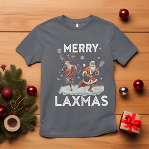 Christmas Sport T Shirt Merry LAXMAS Santa Reindeer Play Lacrosse TS09 Charcoal Printyourwear