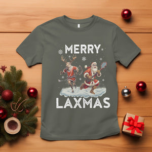 Christmas Sport T Shirt Merry LAXMAS Santa Reindeer Play Lacrosse TS09 Military Green Printyourwear