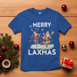 Christmas Sport T Shirt Merry LAXMAS Santa Reindeer Play Lacrosse TS09 Royal Blue Printyourwear