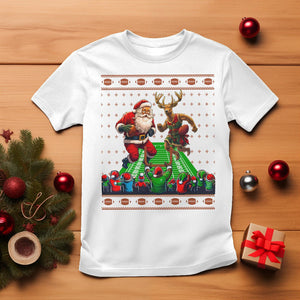 Christmas Sport T Shirt Santa Reindeer Play American Football TS09 White Printyourwear