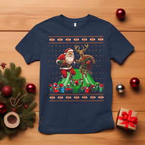 Christmas Sport T Shirt Santa Reindeer Play American Football TS09 Navy Printyourwear