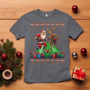 Christmas Sport T Shirt Santa Reindeer Play American Football TS09 Charcoal Printyourwear