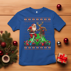 Christmas Sport T Shirt Santa Reindeer Play American Football TS09 Royal Blue Printyourwear