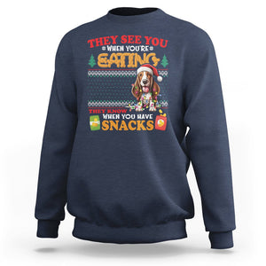 Christmas Sweatshirt Basset Hound See You're Eating Dog Lover TS09 Navy Printyourwear