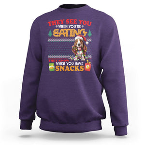 Christmas Sweatshirt Basset Hound See You're Eating Dog Lover TS09 Purple Printyourwear