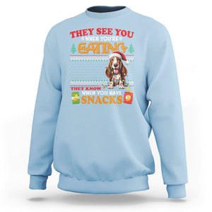 Christmas Sweatshirt Basset Hound See You're Eating Dog Lover TS09 Light Blue Printyourwear