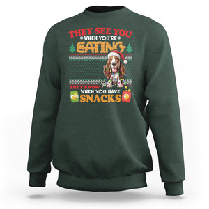 Christmas Sweatshirt Basset Hound See You're Eating Dog Lover TS09 Dark Forest Green Printyourwear