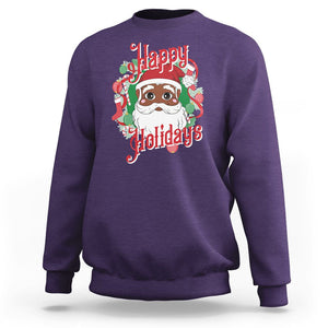 Christmas Sweatshirt Black Happy Holidays African American Santa TS09 Purple Printyourwear