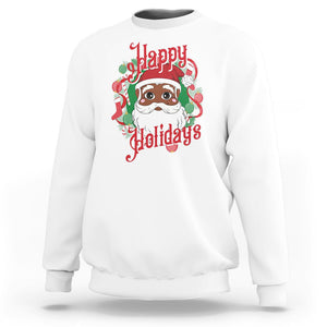 Christmas Sweatshirt Black Happy Holidays African American Santa TS09 White Printyourwear