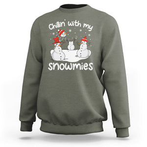 Christmas Sweatshirt Chillin With My Snowmies Funny Snowman Friendship TS09 Printyourwear