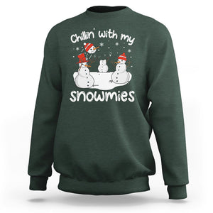 Christmas Sweatshirt Chillin With My Snowmies Funny Snowman Friendship TS09 Printyourwear