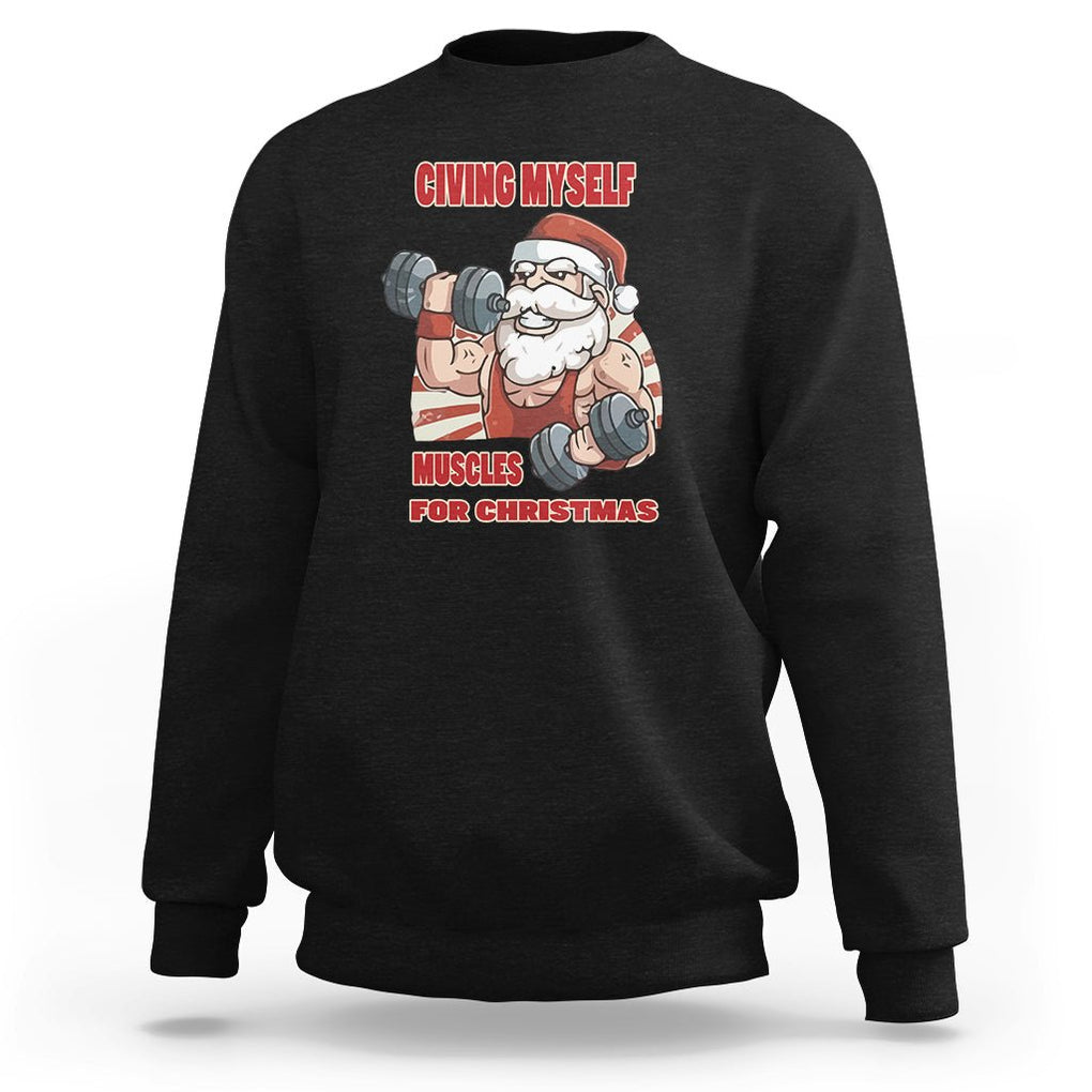 Christmas Sweatshirt Civing Muscles Santa Weightlifting Gymer TS09 Black Printyourwear