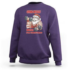 Christmas Sweatshirt Civing Muscles Santa Weightlifting Gymer TS09 Purple Printyourwear