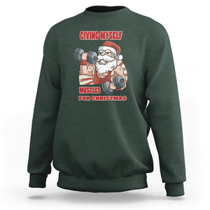 Christmas Sweatshirt Civing Muscles Santa Weightlifting Gymer TS09 Dark Forest Green Printyourwear