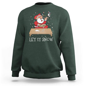 Christmas Sweatshirt Cocaine Let It Snow Ugly Santa Snorting TS09 Dark Forest Green Printyourwear