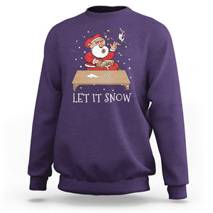 Christmas Sweatshirt Cocaine Let It Snow Ugly Santa Snorting TS09 Purple Printyourwear