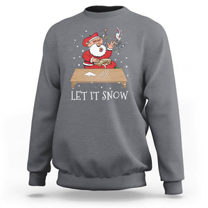 Christmas Sweatshirt Cocaine Let It Snow Ugly Santa Snorting TS09 Charcoal Printyourwear