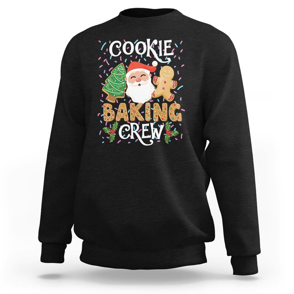 Christmas Sweatshirt Cookie Baking Crew Santa Xmas Tree Gingerbread TS09 Black Printyourwear