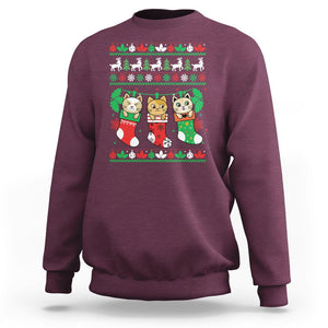 Christmas Sweatshirt Cute Cat In Sock Merry Catmas TS09 Printyourwear