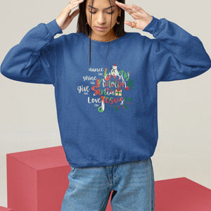 Christmas Sweatshirt Dance Like Frosty Shine Like Rudolph Give Like Santa Love Like Jesus Tie Dye TS09 Royal Blue Printyourwear