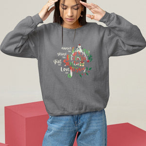 Christmas Sweatshirt Dance Like Frosty Shine Like Rudolph Give Like Santa Love Like Jesus Tie Dye TS09 Charcoal Printyourwear