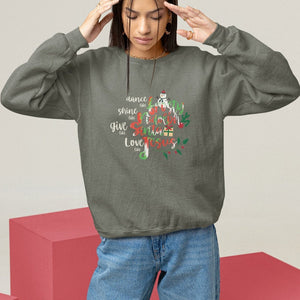 Christmas Sweatshirt Dance Like Frosty Shine Like Rudolph Give Like Santa Love Like Jesus Tie Dye TS09 Military Green Printyourwear