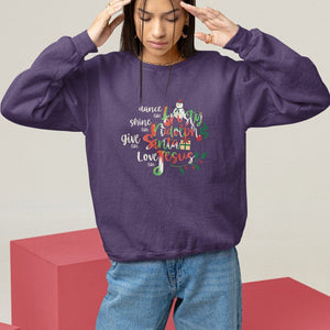 Christmas Sweatshirt Dance Like Frosty Shine Like Rudolph Give Like Santa Love Like Jesus Tie Dye TS09 Purple Printyourwear