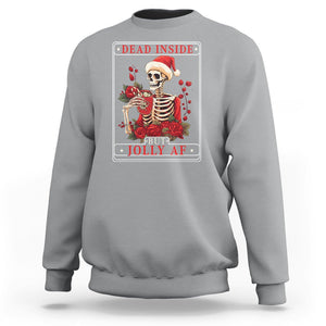 Christmas Sweatshirt Dead Inside But Jolly AF Funny Chillin'Skeleton TS09 Sport Gray Printyourwear