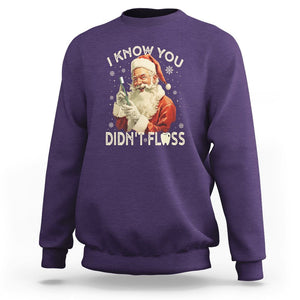 Christmas Sweatshirt Dentist Santa I Know You Didn't Floss Dental TS09 Purple Printyourwear