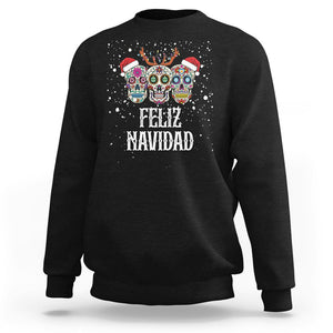 Christmas Sweatshirt Feliz Navidad Mexican Sugar Skulls Reindeer Santa TS09 Black Printyourwear