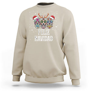 Christmas Sweatshirt Feliz Navidad Mexican Sugar Skulls Reindeer Santa TS09 Sand Printyourwear