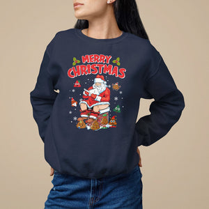 Christmas Sweatshirt Funny Santa Pooping Down The Chimney TS09 Printyourwear