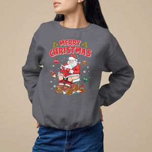 Christmas Sweatshirt Funny Santa Pooping Down The Chimney TS09 Printyourwear