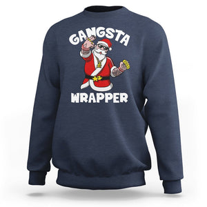 Christmas Sweatshirt Gangsta Wrapper Funny Santa Hip Hop TS09 Navy Printyourwear